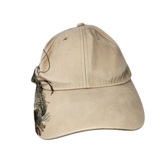 Wild Life Dri Duck Nature Inspired Tan Cap Fish Embroidery Design Cotton Dad Hat - Picture 4 of 10